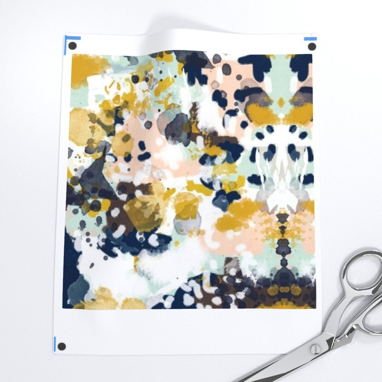 Abstract Painterly Painting Decor Kids Winter Navy Mint Mustard Modern Yellow Blue Pink Tie Dye Custom Removable Wallpaper by Spoonflower Peel & Stick Wallpaper 2FT Wide